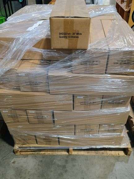 Bid x 59 NEW IN BOX DHD3221WH - 20" Industrial 3-Tier Floating Shelf White Stained Pine Wood