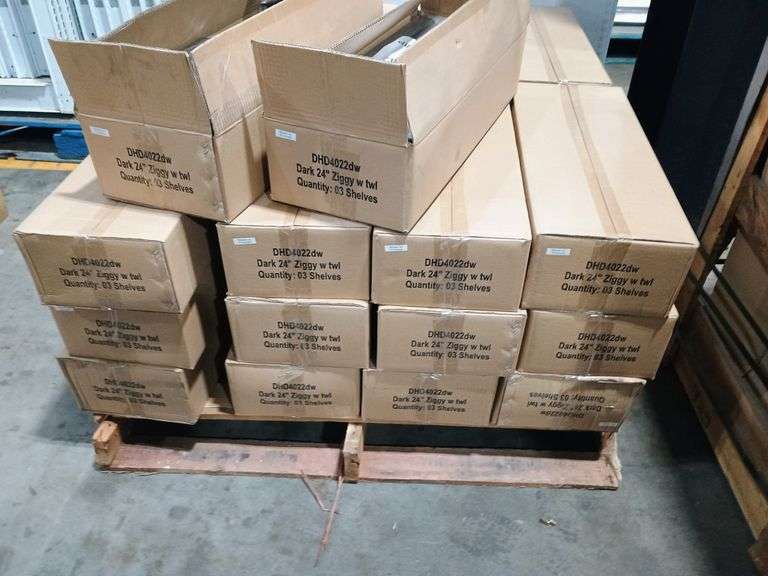 Bid x 26 NEW IN BOX DHD4022DW - NEW Ziggy Tiered Decorative Wall Shelf 6.125"D x 24"W x 24"H Dark Walnut