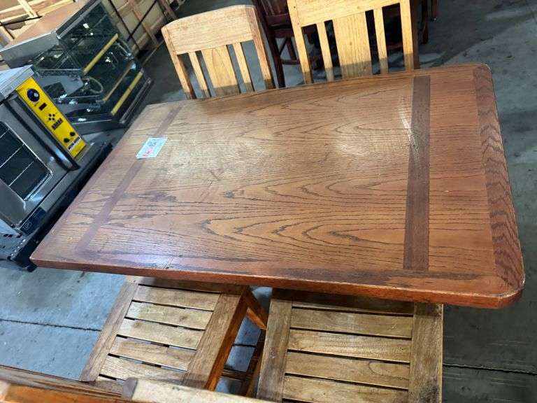 Bid x 2 Wood Tables w Chairs