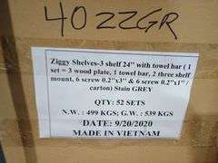 Bid x 118 NEW IN BOX DHD2022DW – Set of 2 Dark Wood True Floating 24" x 5.5" Wall Shelves with One Towel Bar
