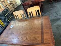 Bid x 2 Wood Tables w Chairs