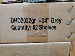Bid x 89 NEW IN BOX DHD2022GR – Set of 2 Grey True Floating 24" x 5.5" Wall Shelves with One Towel Bar