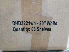 Bid x 59 NEW IN BOX DHD3221WH - 20" Industrial 3-Tier Floating Shelf White Stained Pine Wood