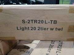 Bid x 79 NEW IN BOX S-2TR20L-TB - Rustic Industrial 20inch Light Wood 2-tier Floating Shelf with Towel Bar