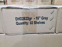 Bid x 113 NEW IN BOX DHD2622GR - True Floating 5.5 in. x 16 in. Grey Pine Wood Floating Decorative Wall Shelf Set