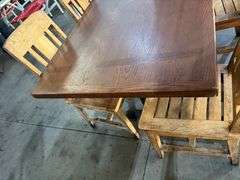 Bid x 2 Wood Tables w Chairs