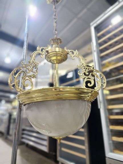 Vintage Ornate Brass Hanging Light β From the Original III Forks Dallas Legacy