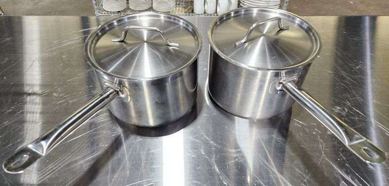 Bid x 2 Vigor 4 Qt. Stainless Steel Sauce Pan With Lid