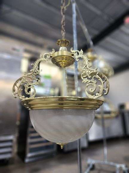 Vintage Ornate Brass Hanging Light β From the Original III Forks Dallas Legacy