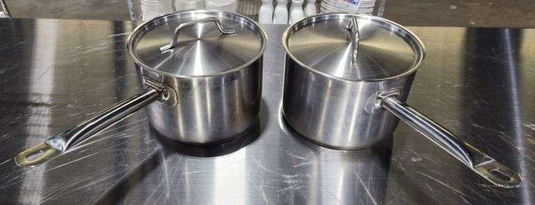 Bid x 2 Vigor 4 Qt. Stainless Steel Sauce Pan With Lid