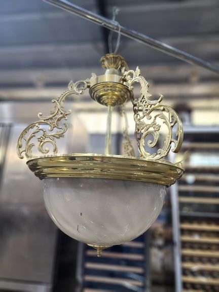 Vintage Ornate Brass Hanging Light β From the Original III Forks Dallas Legacy