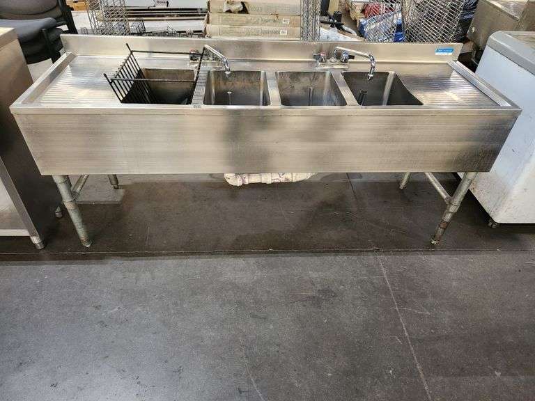 72" STAINLESS 4-COMPARTMENT BAR SINK - NexBid