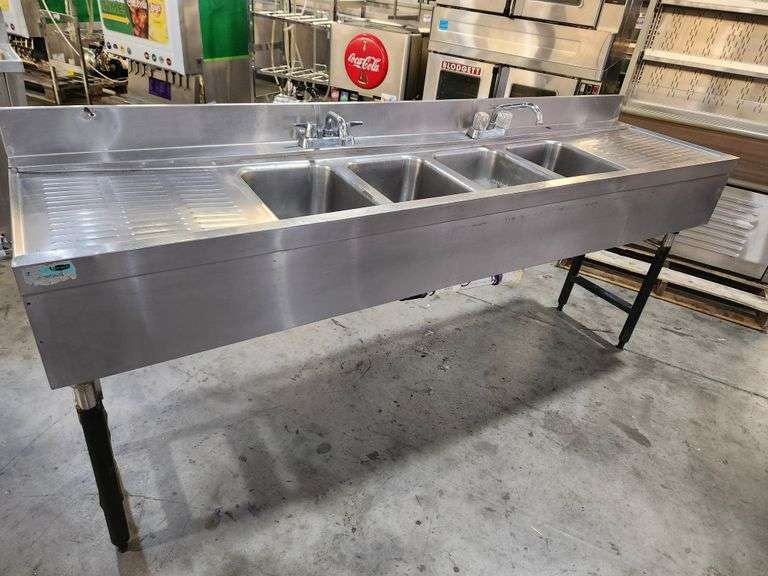 4 Compartment Bar Sink – 83" x 20" x 35" – Stainless Steel