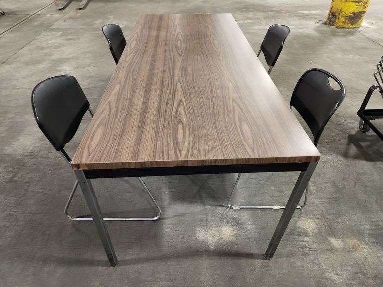 Breakroom Table with 4 Chairs – 89" x 36" x 24.5" Tall