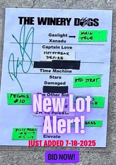 Richie Kotzen Signed Guitar Tech Setlist – Winery Dogs Final Tour (Stage-Used)