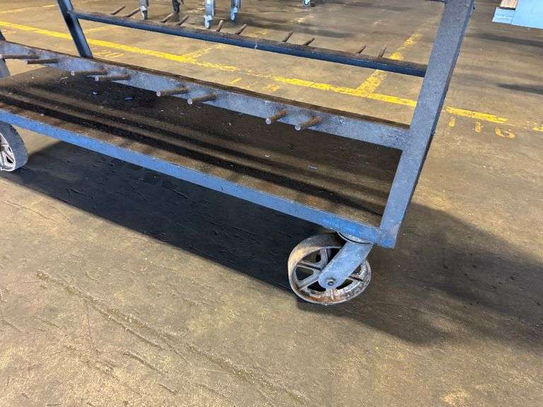 Heavy-Duty Industrial Steel Rod Rack on Casters – Shop Storage or Decor Statement Piece