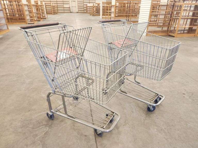 Bid x 2 Chrome Metal Shopping Carts From Libbey Shreveport Outlet Shopping Store