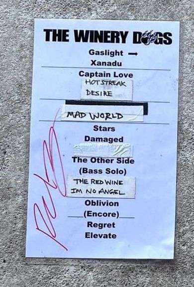 Richie Kotzen's Personal Stage Setlist – Winery Dogs Final Tour (Signed)
