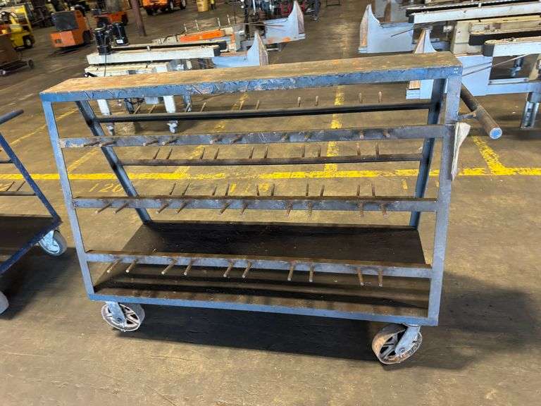 Heavy-Duty Industrial Steel Rod Rack on Casters – Shop Storage or Decor Statement Piece