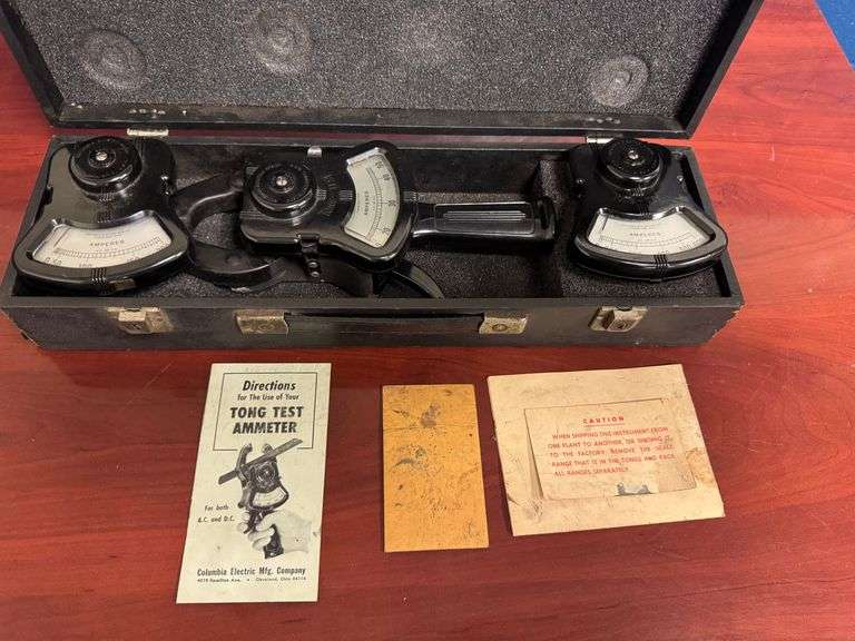 Vintage Columbia Electric Tong Test Ammeter Set – 3 Heads in Case