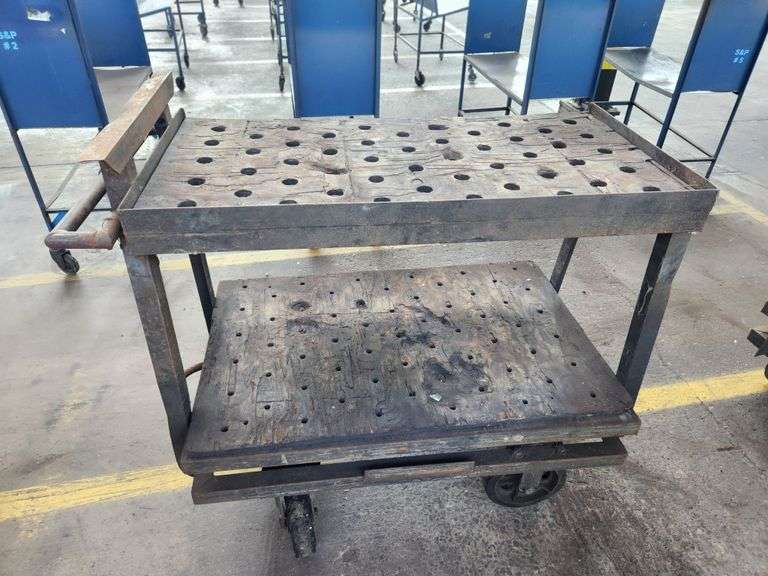 Original Libbey Factory Industrial Steel Cart