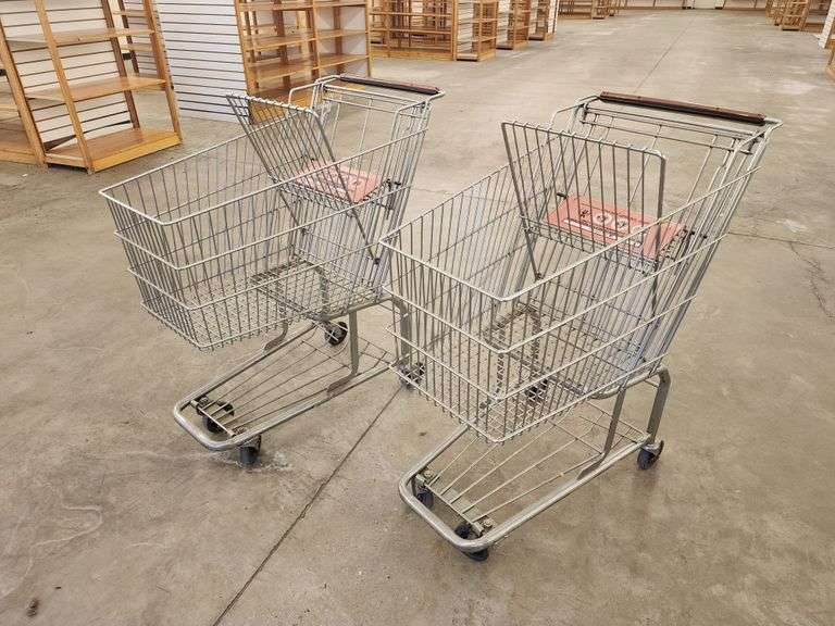 Bid x 2 Chrome Metal Shopping Carts From Libbey Shreveport Outlet Shopping Store