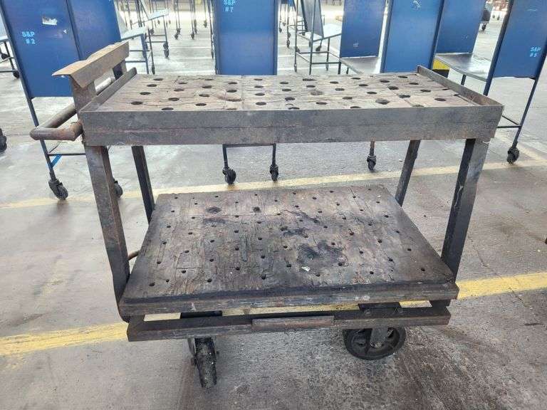 Original Libbey Factory Industrial Steel Cart