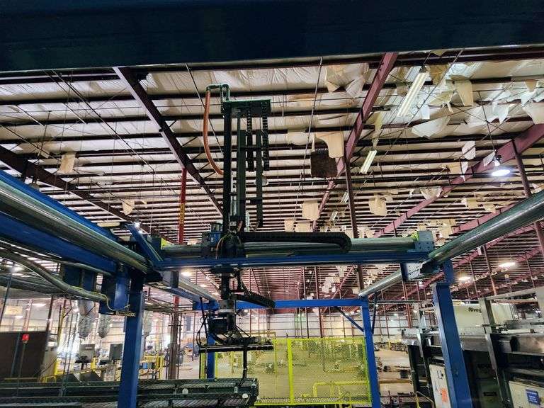ALVEY 800 PALLETIZING SYSTEM w/ ROBOTIC PALLETIZER & CONVEYORS – (5 STATION LINE)