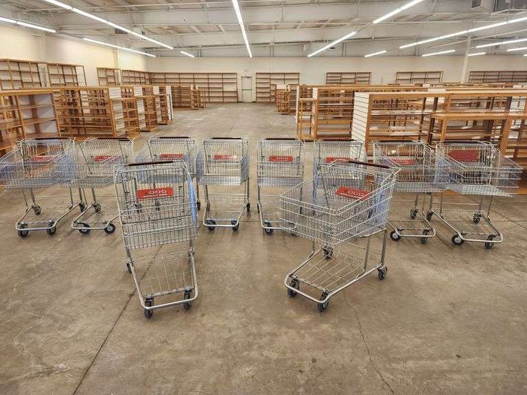 Bid x 10 Chrome Metal Shopping Carts From Libbey Shreveport Outlet Shopping Store