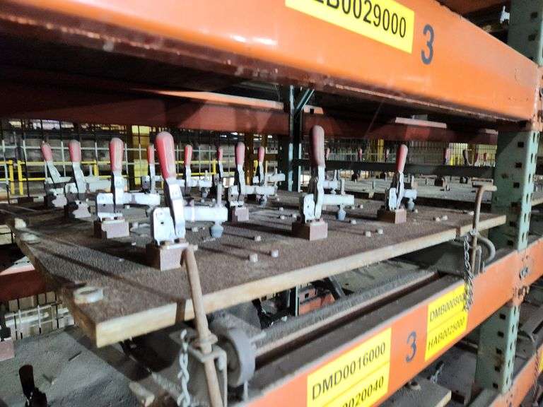 Bid x 2 – Sections of Pallet Racking Loaded with DESTACO Toggle Clamp ...