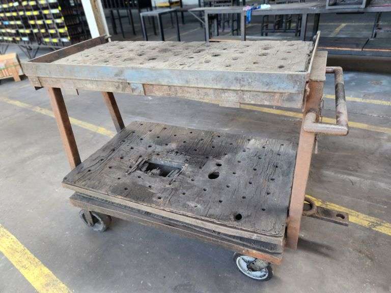 Original Libbey Factory Industrial Steel Cart