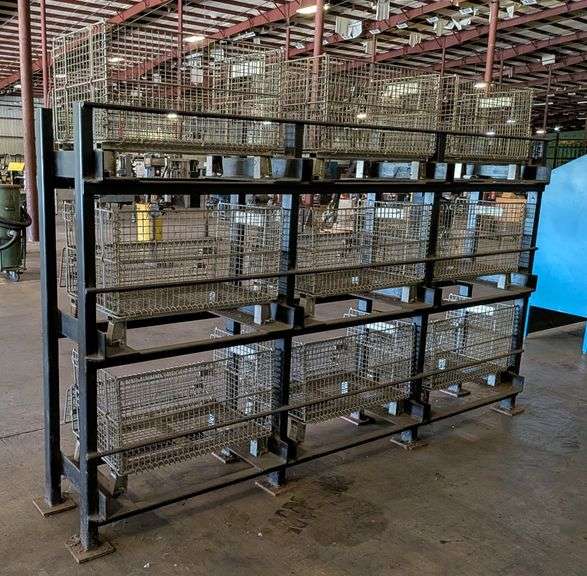 Industrial Shelving Rack   W/Cage Bins