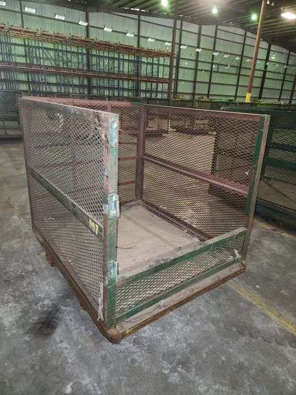 Heavy-Duty Industrial Steel Mesh Parts Cage – 52”W x 64”D x 54.5”H – Open Front – Stackable