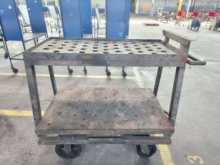 Original Libbey Factory Industrial Steel Cart