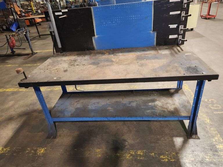 Heavy-Duty Workstation Table w/ Vise Steel Top 72" x 36" x 33" tall to Work Top