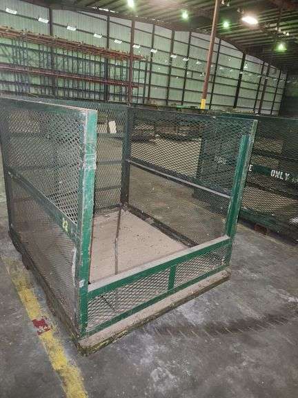 Heavy-Duty Industrial Steel Mesh Parts Cage – 52”W x 64”D x 54.5”H – Open Front – Stackable