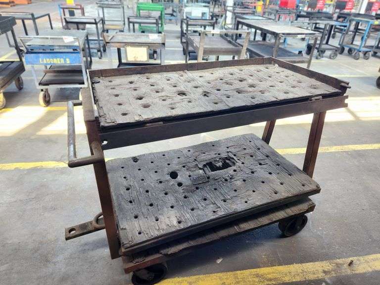 Original Libbey Factory Industrial Steel Cart
