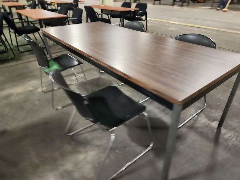 Breakroom Table with 4 Chairs – 89" x 36" x 24.5" Tall