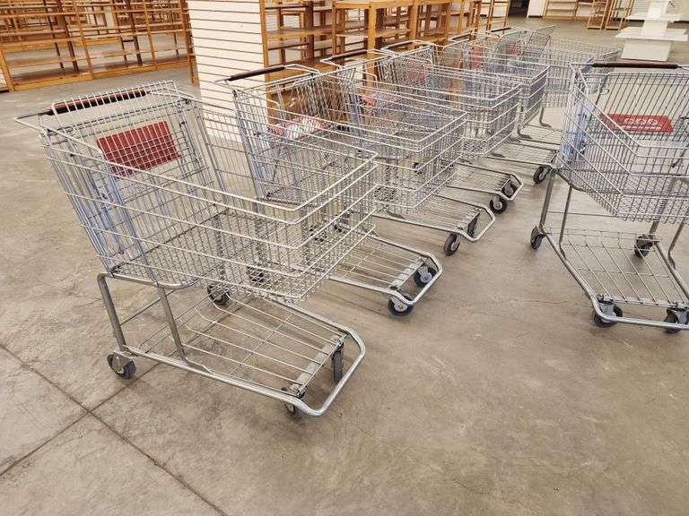 Bid x 7 Chrome Metal Shopping Carts From Libbey Shreveport Outlet Shopping Store