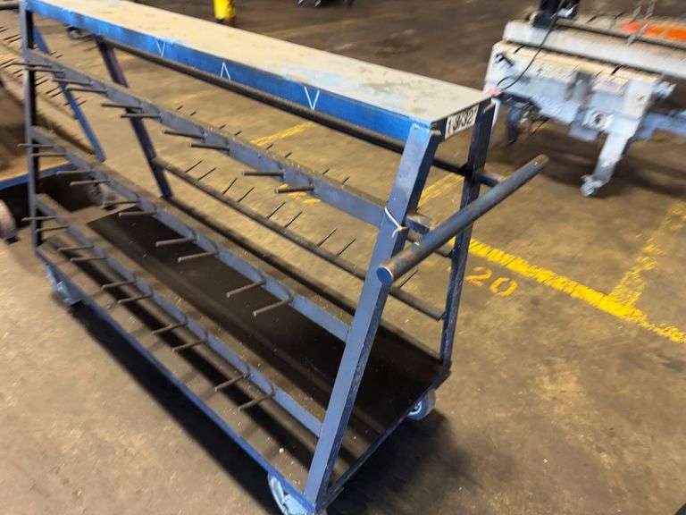 Heavy-Duty Industrial Steel Rod Rack on Casters – Shop Storage or Decor Statement Piece