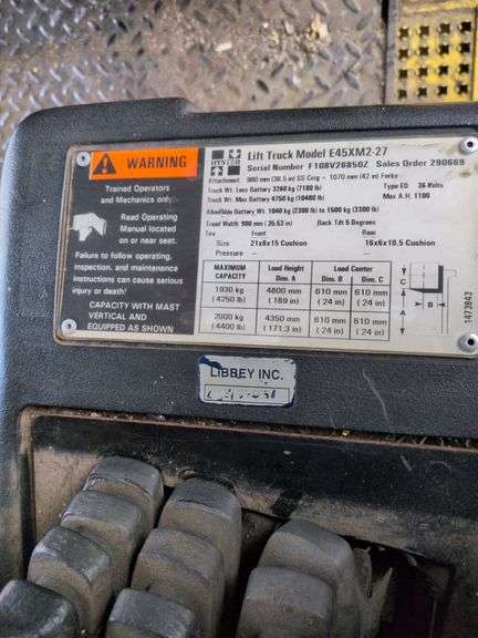 HYSTER 4,500 lb Electric Forklift w/ Charger – Model E45XM2-27  – 189" Lift Height w/ INTERMEC T2455 Terminal