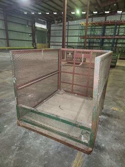 Heavy-Duty Industrial Steel Mesh Parts Cage – 52”W x 64”D x 54.5”H – Open Front – Stackable