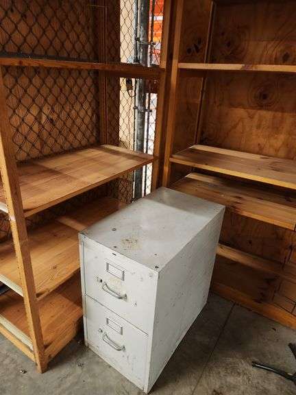 All Shelving, Fixtires, Displays and File Cabinet in Storage Area Factory Outlet Store
