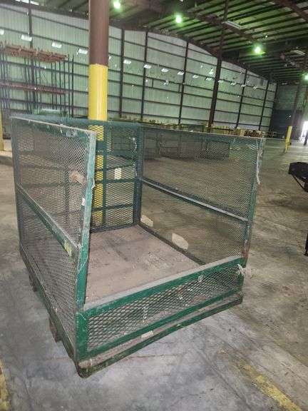 Heavy-Duty Industrial Steel Mesh Parts Cage – 52”W x 64”D x 54.5”H – Open Front – Stackable