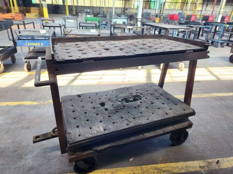 Original Libbey Factory Industrial Steel Cart