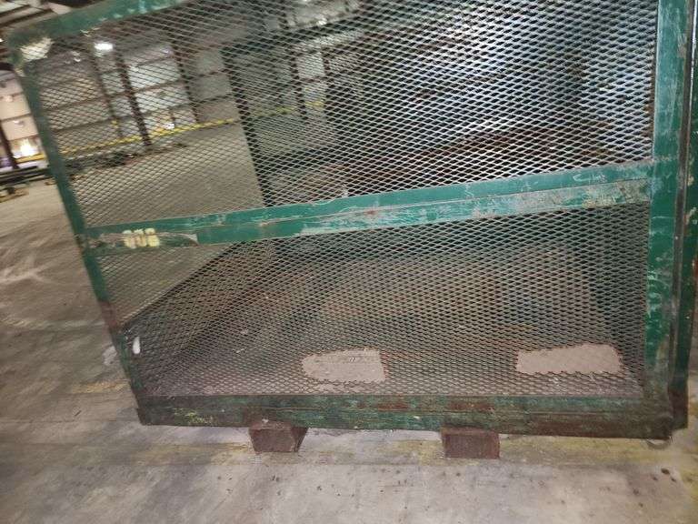 Heavy-Duty Industrial Steel Mesh Parts Cage – 52”W x 64”D x 54.5”H – Open Front – Stackable