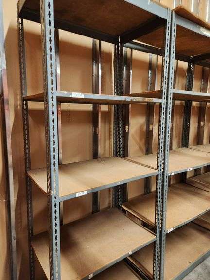 Metal Frame Shelving Strip – 9 Bay Run – 48"W x 24"D x 96"H – Buyer Responsible for Removal