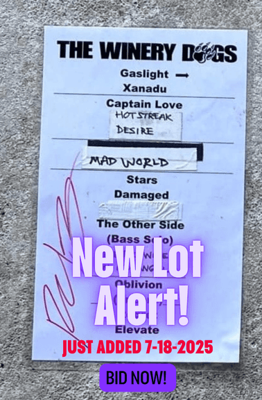 Richie Kotzen's Personal Stage Setlist – Winery Dogs Final Tour (Signed)