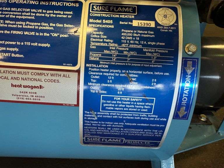 Sure Flame 400,000 BTU Dual-Fuel Construction Heater – Model S405