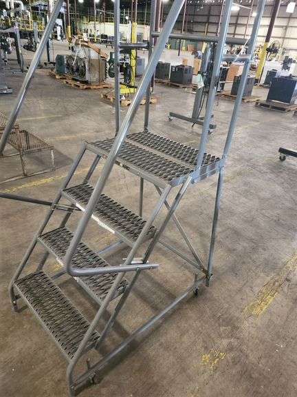 Heavy-Duty Warehouse Rolling Safety Ladder – 3-Step – 40" Top Step Height – 450 lb Capacity